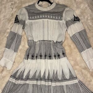 Zara White and Black Patterned Dress